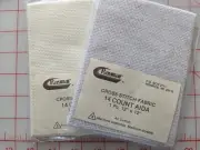 14 COUNT AIDA - LOT of 2 pc: 1 Ivory, 1 Heathered Beige - Rayman 12" x 12"