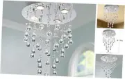 Modern Crystal Round Raindrop Chandelier Lighting Flush Mount LED Ceiling