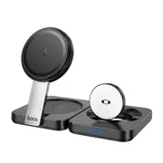 hoco CQ11 Ingenious 3-in-1 folding magnetic wireless charger - black