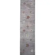 Handmade (2'8" x 9'8") Gray Southwestern Style Afghan Wool Runner Rug