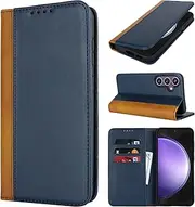 [Cavor] for Samsung Galaxy S23 FE 5G Case,Premium Leather Folio Flip Wallet Case Cover Magnetic Closure Book Design with Kickstand Feature & Card Slots(6.4")-Blue
