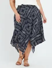 Autograph BLUE SKIRT WITH HANKY HEM-NWT $89.99 (Plus 14,16,18,20,22,24)
