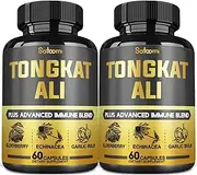 SATOOMI 15700mg Tongkat Ali Capsules - 17in1 Blended with Tongkat Ali Root 300:1, Maca Root, Black Pepper, Elderberry & More - 2Packs 60 Caps for 2 Months