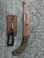 Flexrake Classic Wooden Handled Pruning Saw Lawnwork, 10" +bonus Snippers