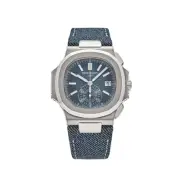 Patek Philippe Nautilus 5980/60G-001 Flyback Chronograph White Gold Blue-Gray...