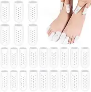 24 Pcs White Toe Protectors Breathable Toe Caps Toe Sleeve Toe Covers for Women Men Blisters Corns Hammer Toe Missing or Ingrown Toenails Hiking Running Foot Pain Relief