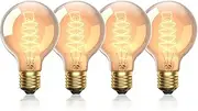Bonlux E27 Vintage Light Bulbs 60W, G80 E27/ES Edison Screw Vintage Edison Light E27 Amber Glass Filament Bulb Warm White 2800K, 4-Pack