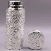 Fine Silver Pure 999 Vacuum Cup White Silver Insulated Water Bottle Tea Cup