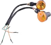 Turn Signal Indicator 2Pcs Universal Amber Round Motorcycle Turn Signal Blinker Light Lamp for Off-Road ATV DC 12V