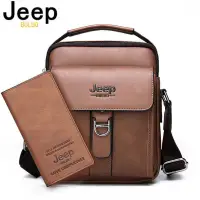 在飛比找蝦皮購物優惠-Jeep BULUO 全新男士單肩斜挎包高品質皮革斜挎包男士