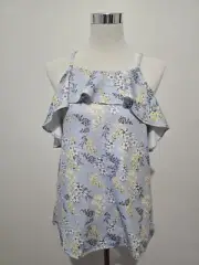 Size Large (14) Light Blue and floral multi-coloured cami spaghetti strap Blouse