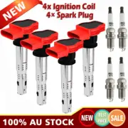 4x Ignition Coil for Volkswagen Passat Eos Audi A4 A5 A6 R8 2.0 3.2 w/Spark Plug