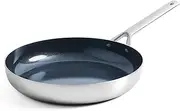 Blue Diamond Cookware Tri-Ply Stainless Steel Ceramic Nonstick, 20cm Frying Pan Skillet, PFAS-Free, Multi Clad, Induction, Dishwasher Safe, Oven Safe, Silver