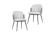 HomeStar Set Of 2 Royale Velvet Fabric Kitchen Dining Chair W/ Gold Tip Legs - Grey