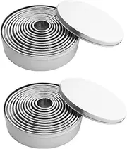 2 Pack Round Cookie Cutter Set (11 Pcs/EA) Stainless Steel Circle Cookie Cutters with Box Donut Cutter Ring Molds Plain Edge Round Cutters Baking Dough Ring Tools Graduated Circle Pastry Cutters Set