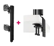 Atdec AWMS-2-LTHT75 Heavy Duty Dual Mount + 750mm Post / 18kg (40lb) Flat Screens, 12kg (26.5lb) Curved Screens + Heavy-Duty FClamp Desk Fixing, Black AWMS-2-LTH75-H-B