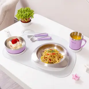 VIIDA Soufflé 抗菌不鏽鋼兒童餐具系列 台灣製造 不鏽鋼碗 不鏽鋼餐盤 不鏽鋼杯 不鏽鋼兒童叉匙組(S)