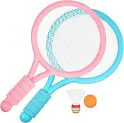 ARTSEWPLY Plastic Badminton Racket Set for Badminton Racket Balls Sports Equipment for Children