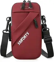 MultiValue Running Armband with Zipper Earphone Bag, Running Phone Holder for 6.5 Inch Phone Sports Phone Armband with Three Ways to Carry Cross Body Bag for Men Women (Red)