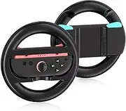 Aukuoy Switch 2 Steering Wheel for Mario Kart 9 Steering Wheel Controllers for Nintendo Switch 2 Joy-Con Attachment Accessories for Mario Kart - 1 Pair Black