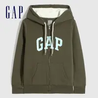 在飛比找蝦皮商城優惠-Gap 女裝 Logo仿羊羔絨連帽外套-軍綠色(619134