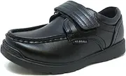 Us Brass Boys Hard Wearing Back to School Touch Fastening Black Formal Shoes Size 2-6