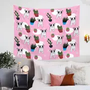 French Bulldog and Cactus Pattern Tapestry