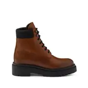 [Prada] Prada Leather Combat Booties 37 IT BROWN