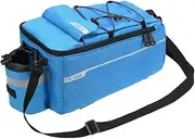 Insulated Trunk Cooler Bag Cycling ycle Rear Rack Storage Luggage Bag Reflective Bike Pannier Bag Shoulder Bag Blue One Size