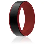 Silicone Wedding 2Layer Step Ring - Red-Black by ROQ for Men - 11 mm Ring