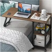 Overbed Table Fashion Overbed Table Height Adjustable Side Table Carbon Steel Bracket Overbed Bedside Locking Casters Rolling Laptop Table Portable