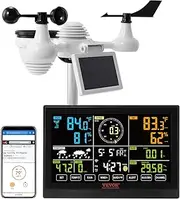 7-in-1 Wi-Fi Weather Station, 7.5 in Color Display, Home Weather Station Indoor Outdoor, with Solar Wireless Outdoor Sensor Alarm Alerts, for Temperature Humidity Wind Speed/Direction Rain