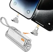 SHARGE Flow Mini Portable Charger, 5000mAh Mini Power Bank with Dual Plugs and Built in Cable, USB-C Lightning External Battery for iPhone 16/15/14, Galaxy S23, Note20, LG, Huawei