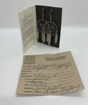 NOS Sterling Silver Les Walker Turquoise Navajo Wind Catcher Earrings