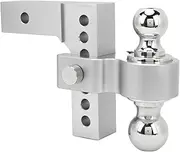 Adjustable Trailer Hitch 6in Drop Rise 12500LBS Capacity Stainless Steel Tow Balls Drop Hitch for 2in Heavy Truck GTW Traction Hook Receiver (Silver Plated)