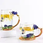 3D Butterfly Rose Tea Cup Carved Flower Cup Coffee Tea Glass Enamel Cups _mo