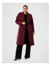 [Forever New Curve] Kai Tailored Single Breasted Coat in Red