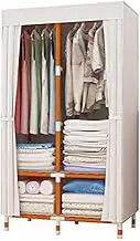 Portable Wardrobe Rack,Clothes Storage Organizer Portable Canvas Cupboard - Stable Clothing Wardrobe with Hanging Rails for Modern Bedroom Furniture