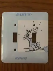Whimsical Baby's Room Design Metal Double Toggle Light Switch Cover Plate Blue