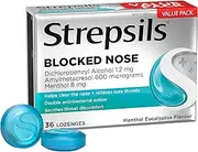 [Strepsils] Plus Blocked Nose Relief Sore Throat Lozenges, 36 Count