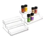 2 Pack Clear Spice Rack, 3 Tiered Shelf, Countertop for Kitchen, Bathroom, Bedro