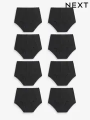 Black Full Brief Cotton Rich Knickers 8 Pack (N43292) | $34