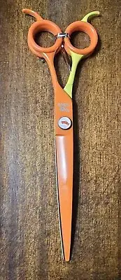 Foxy Roxy 7.5" Orange And Yellow Curved Dog Grooming Shears NEW!