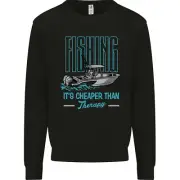 Fishing Its Cheaper Than Therapy Fisherman Kids Sweatshirt Boys Girls Jumper