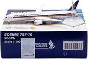 Pre-Built Model Aircraft 34CM 1/200 Scale Miniature Model Collectible Airplane for Singapore Airlines B787-10 9V-SCN/9V-SCJ Aircraft Replica Miniature Airplane Model(L2038 9V-SCN)
