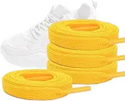[WALWAL] 45" Flat Athletic Shoe Laces for Sneakers, Skate Shoes, Boots, Sport and Casual Wear 4 Pair Pack High Durability Stylish(Bright Yellow)