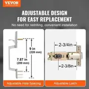 Entry Door Handle, Satin Nickel Square Handle Set with Lever Door Handle No Lock, Adjustable Hole Space, Front Door Handle with Reversible for Right and Left Handed Entrance and Front Door
