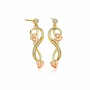 Welsh Clogau 9ct Yellow & Rose Gold Diamond Set Tree Of Life Drop Earrings