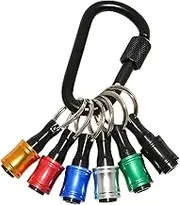 EZONEDEAL 6PCS Hex Shank Aluminum Alloy Screwdriver Bits Holder Set, Portable Drill Screw Adapter 1/4inch Hex Shank, Light-weight Quick-change Extension Bar Keychain Drill Screw Adapter