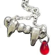 Funky True VAMPIRE FANG TEETH BLOOD NECKLACE Gothic Halloween Costume Jewelry-SM